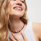Leather necklace with green crystal